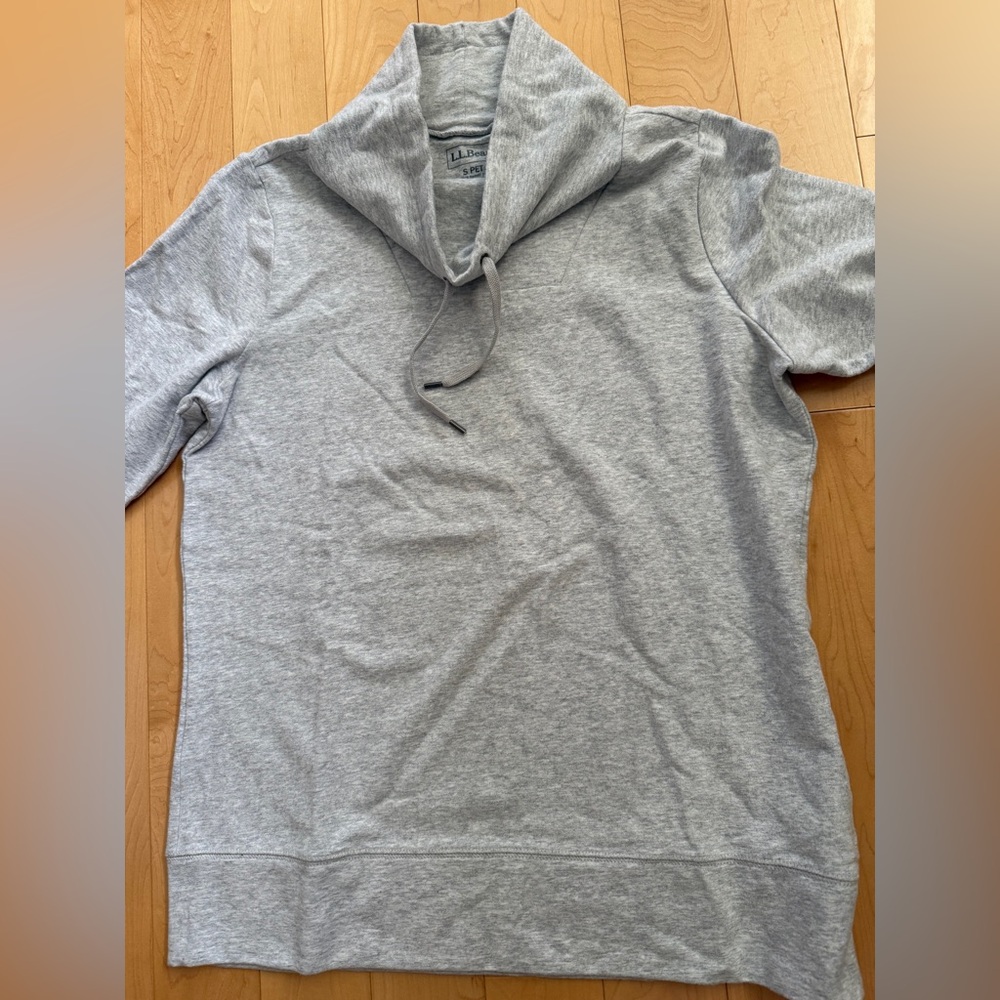 L.L.Bean Ultrasoft Sweats funnel neck Pullover Gray Heather Cotton Sweatshirt